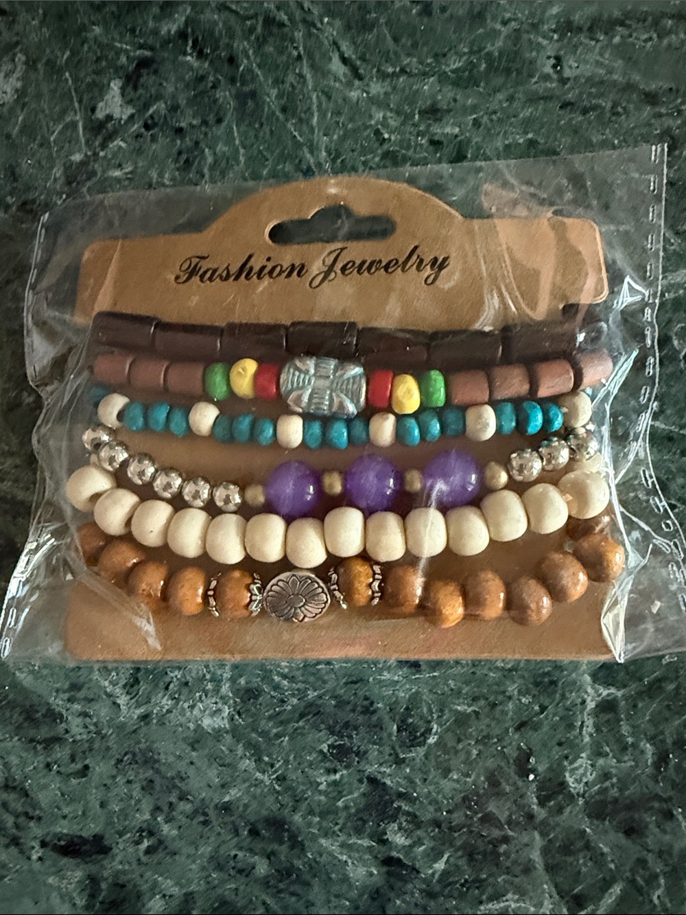 Package of Six Bohemian Style Bracelets 
Wear them stacked or individually